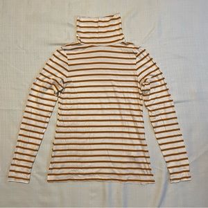 Cream Striped Turtle Neck Shirt
